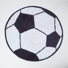 Homescapes 80cm Cotton Tufted Football Kids Rug RU1192 Round Black & White, Hand Wash Only