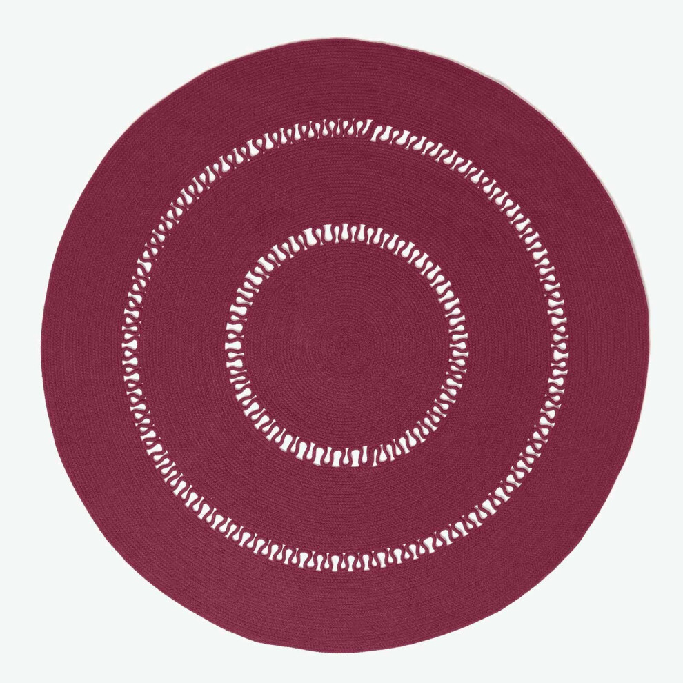 Homescapes (120 Cm Round, Plum) Crochet Braided Rug Round Purple