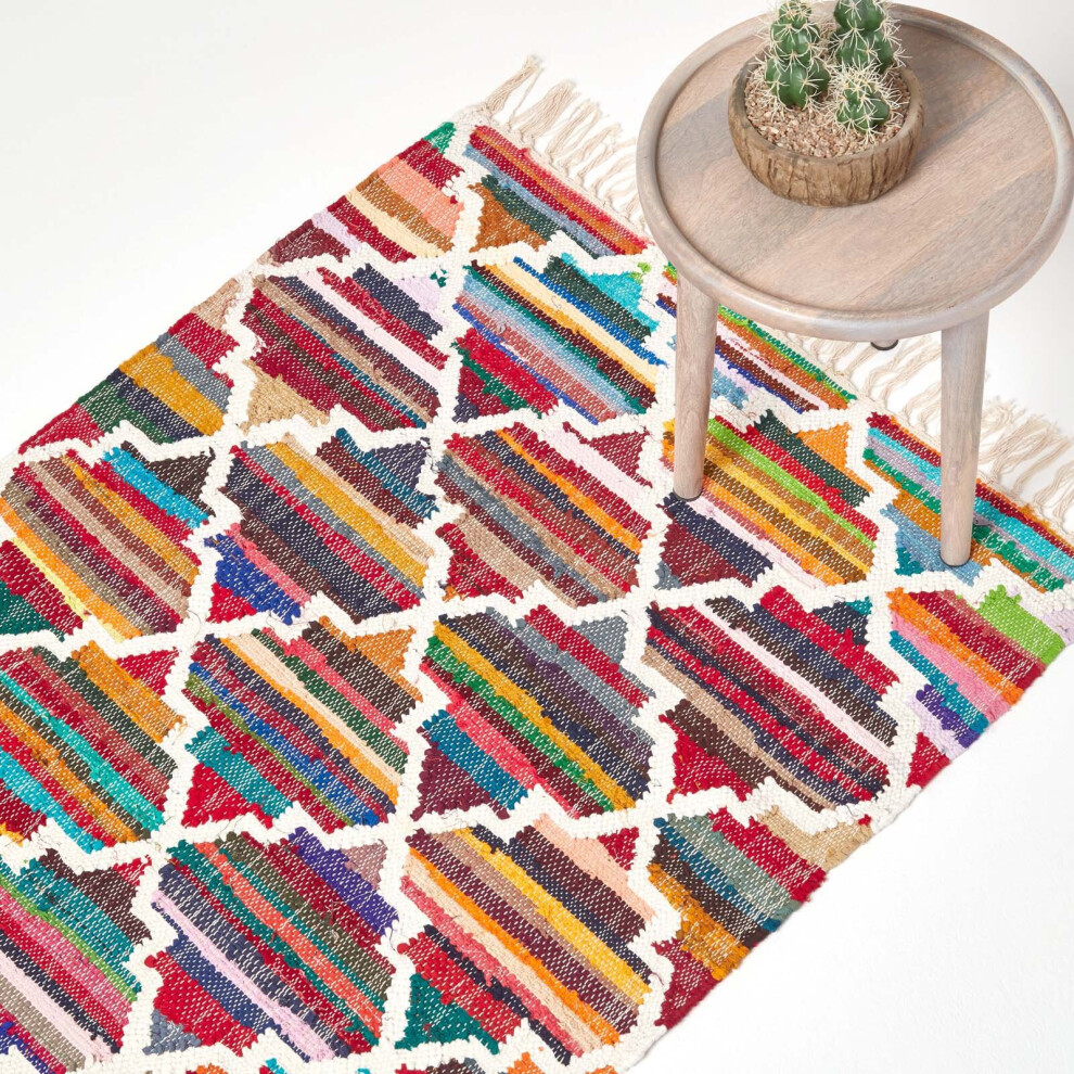 Amsterdam Handwoven Cotton Chindi Kilim Pattern Rug