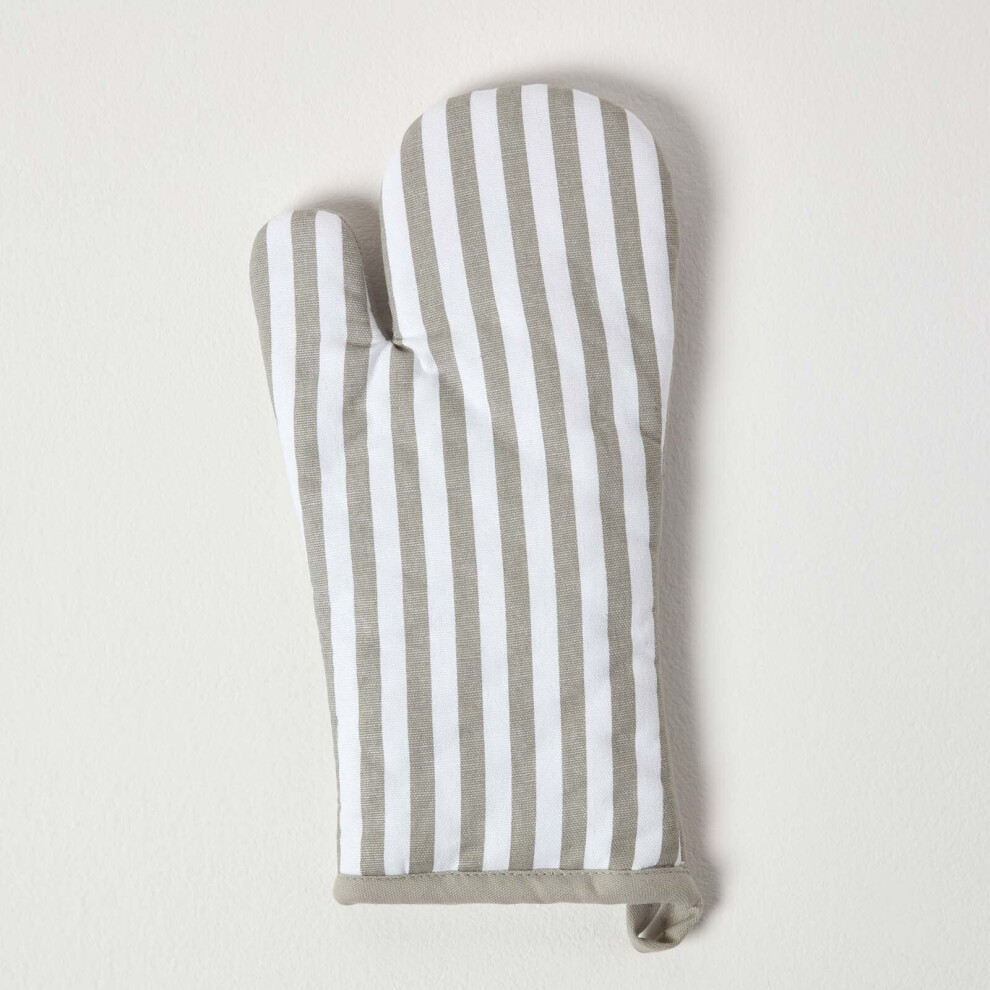 Homescapes Stripe Cotton Oven Glove Grey
