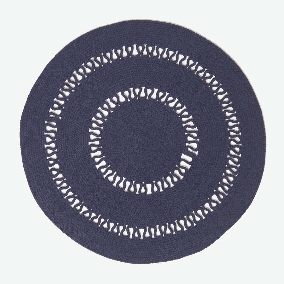 (90 cm Round, Navy) Crochet Braided Rug Round-image-OPC-P8S7N6Q-NEW