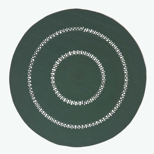 Homescapes (120 cm Round, Green) Crochet Braided Rug Round