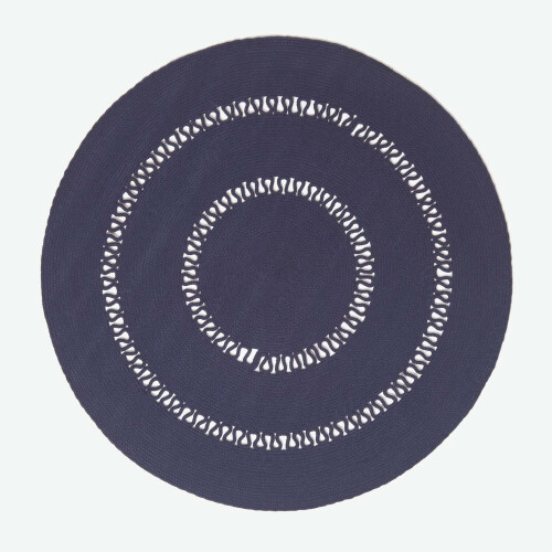 Homescapes (150 cm Round, Navy) Crochet Braided Rug Round