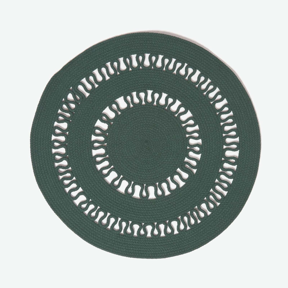 (70 cm Round, Green) Crochet Braided Rug Round