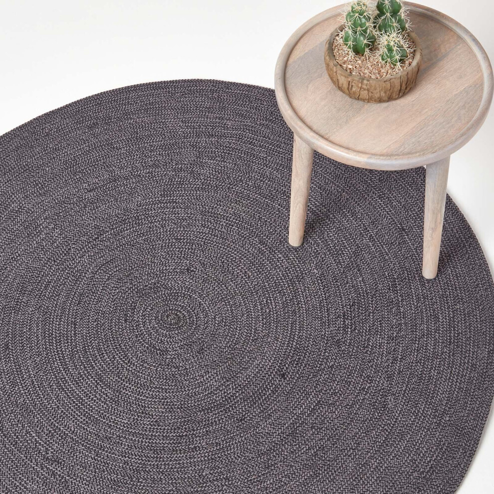 Homescapes (120 Cm Round, Grey) Handmade Woven Braided Rug