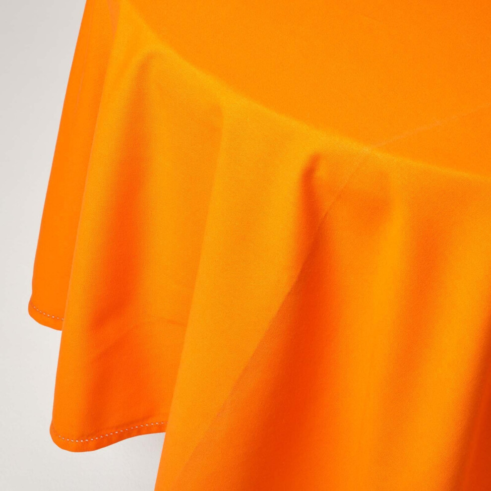 Homescapes Orange (178 Cm Round, ) Plain Cotton Tablecloth