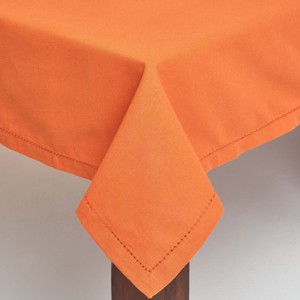 Homescapes Orange (178 Cm Round, ) Plain Cotton Tablecloth