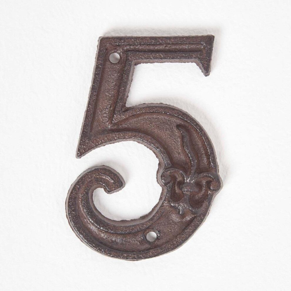 Homescapes (Number 5) Cast Iron House Number Brown