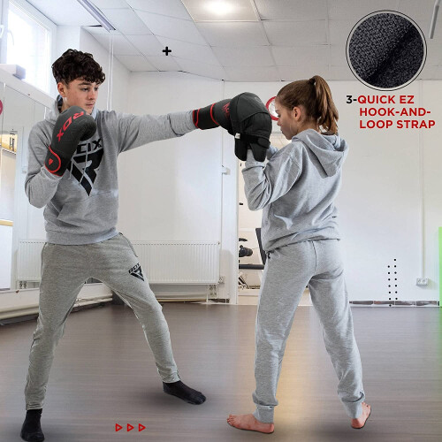 (Red) RDX Kids Boxing Gloves and Pads Set 2