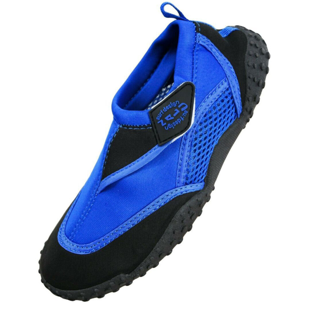 (Blue / Black, Adults UK 3) GEEZY NEW Boys Girls Mens Womens Aqua Beach Surf Wet Water Shoes Wetsuit Boots Nalu