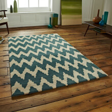 (Teal/Beige, 150 x 230 Cm) Think Rugs Hong Kong HK-867 Hand Tufted Rug