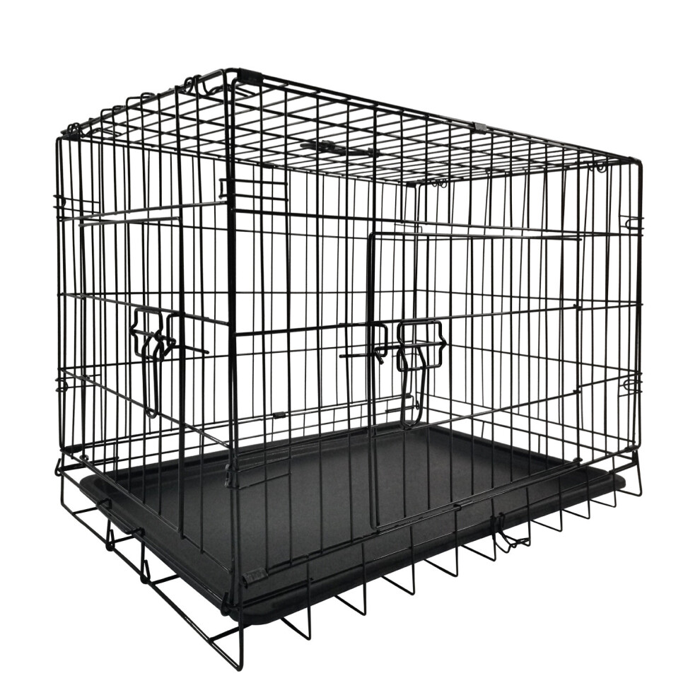 Black Metal Folding 36" Pet Crate Dog Crate Cage Transport