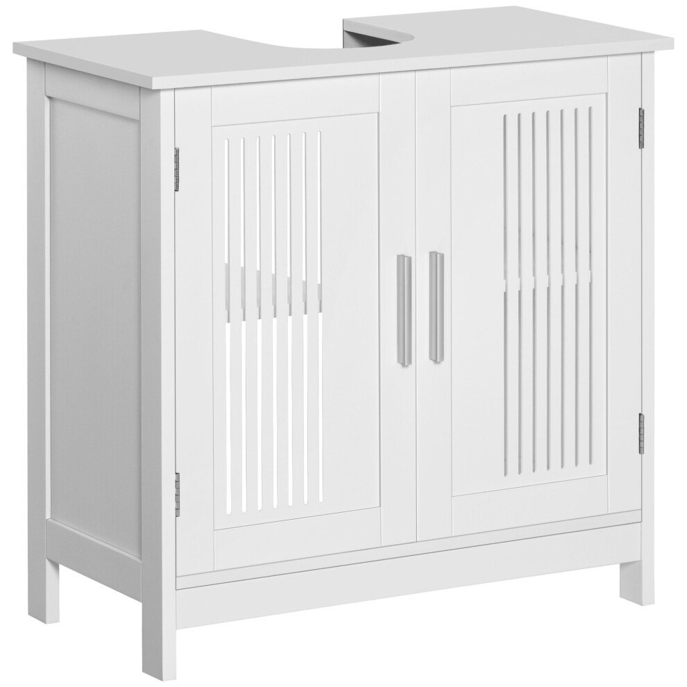 kleankin Bathroom Pedestal Under Sink Cabinet w/ Storage Shelf, White