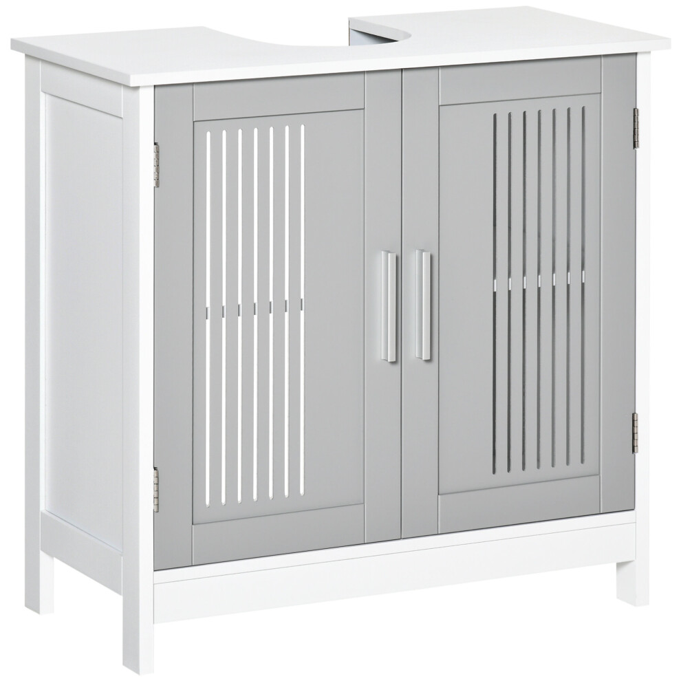 kleankin Bathroom Pedestal Under Sink Cabinet w/ Storage Shelf, Grey