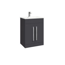 (Matt Grey) Aquariss - Freestanding 2 Door Vanity Unit With Basin