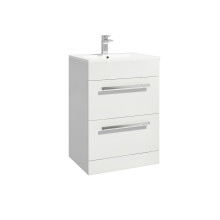 (Gloss White) Aquariss - Freestanding 2 Drawer Vanity Unit With Basin