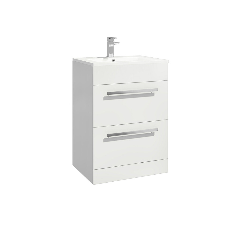 (Gloss White) Aquariss -  Freestanding 2 Drawer Vanity Unit With Basin-image-OPC-P8S7QCM-NEW