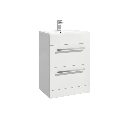 (Gloss White) Aquariss -  Freestanding 2 Drawer Vanity Unit With Basin 1