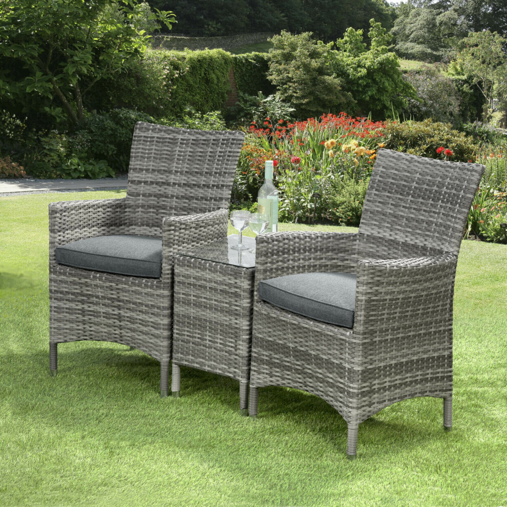 (Grey) Sarasota Garden Rattan - 2 Seater Companion Set