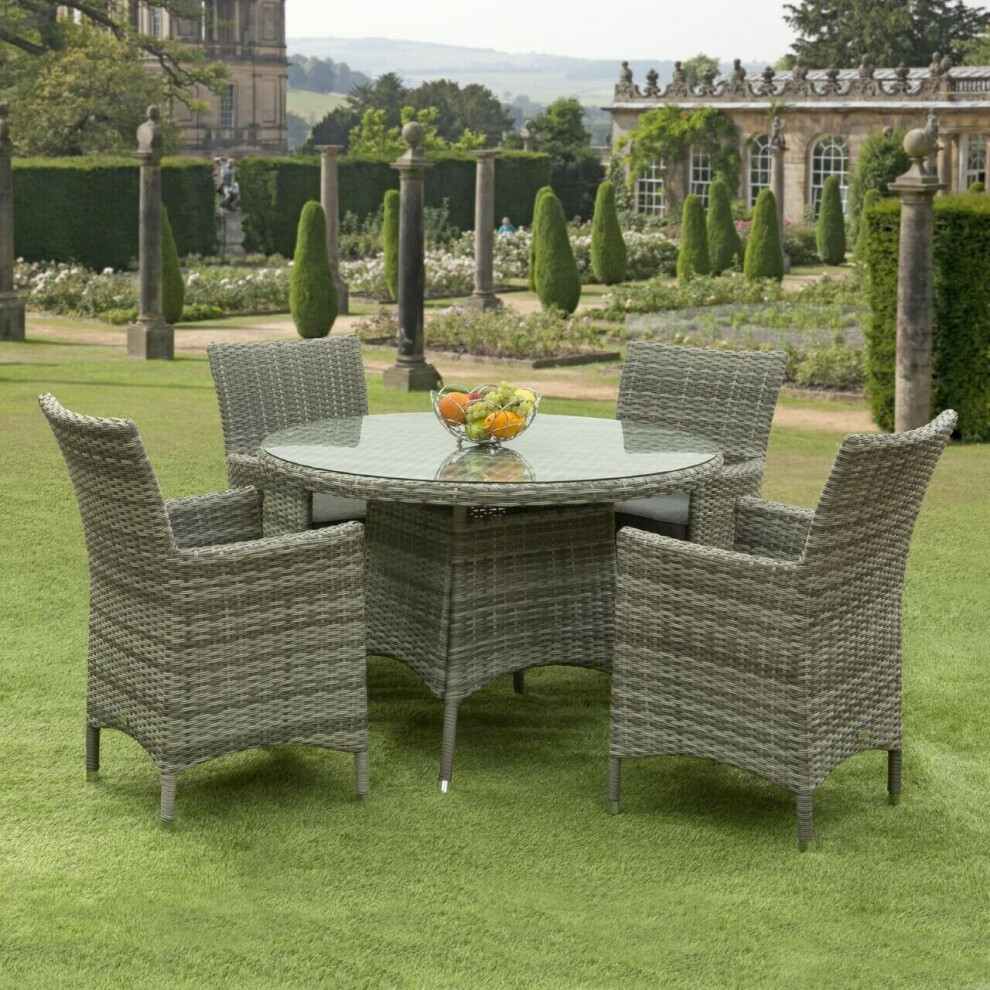 (Grey) Sarasota Rattan Garden Dining Set - 4 Seater