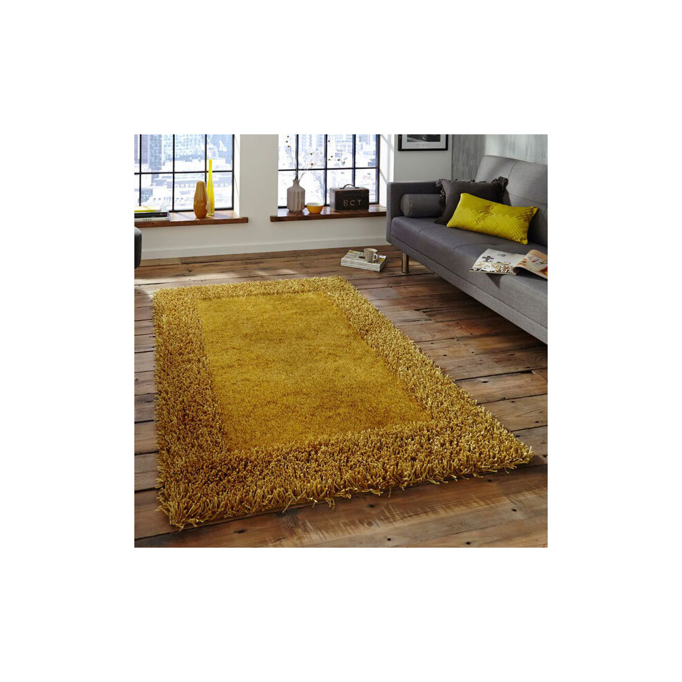 (Yellow, 120 x 170 Cm) Think Rugs Sable 2 Shaggy Hand Tufted Rug