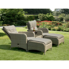 (Natural) Sarasota Rattan Garden 5 Piece Reclining set