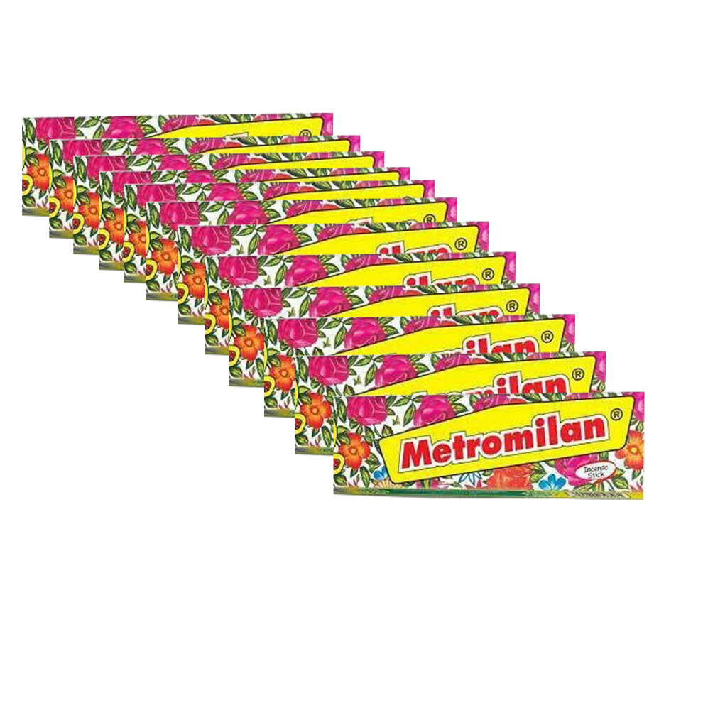 (Pack of 12) Metro Milan Agarbatti 18 Sticks - Premium Indian Aroma Incense Stick