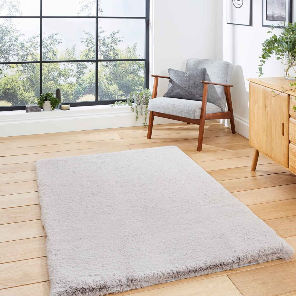 Think Rugs (, 60 X 120 Cm) Super Soft Fluffy Shaggy Rugs Living Room Bedroom Non Shed 8 Cm Thick Shag Pile Rug Small Large Soft Area Carpet Mat Silver