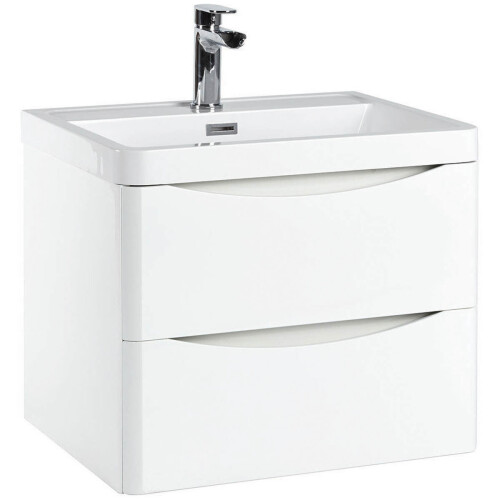 (High Gloss White) Aquariss -  Wall Mounted Vanity Unit With Basin 1
