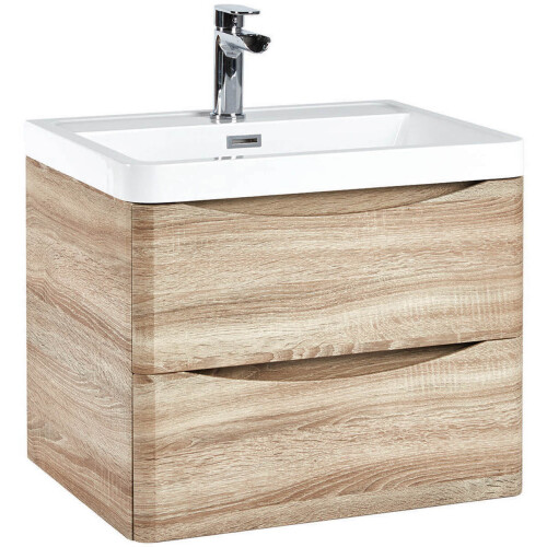 (Oak) Aquariss -  Wall Mounted Vanity Unit With Basin 1