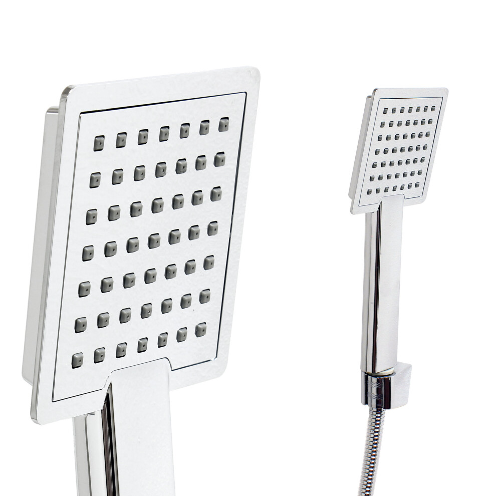 EcoSpa Single Function Square Shower Head Handset Chrome