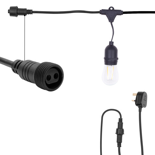 (2 Pack) GardenKraft 15m Connectable Garden Festoon String Lights 2