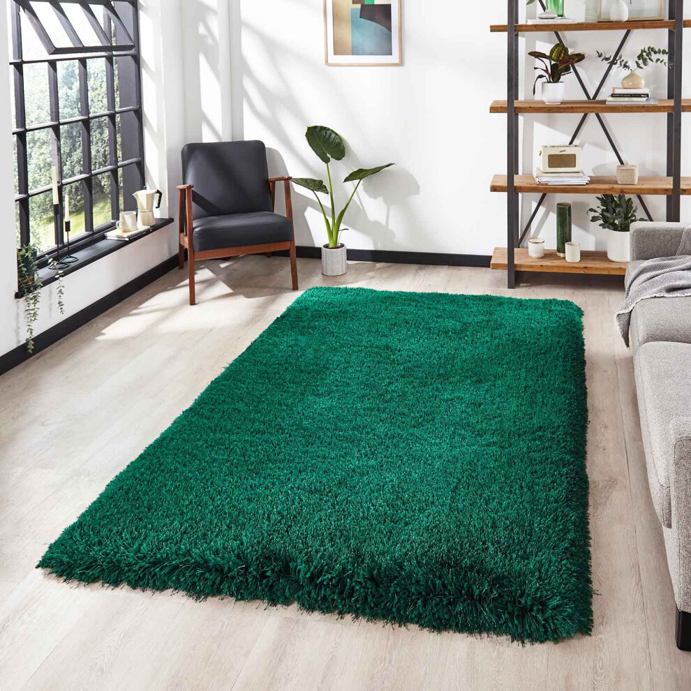 Think Rugs (Emerald Green, 120 X 170 Cm) 8Cm Thick Fluffy Shaggy Rug Small Large Mat Shag Pile Super Soft Warm Carpet Rugs