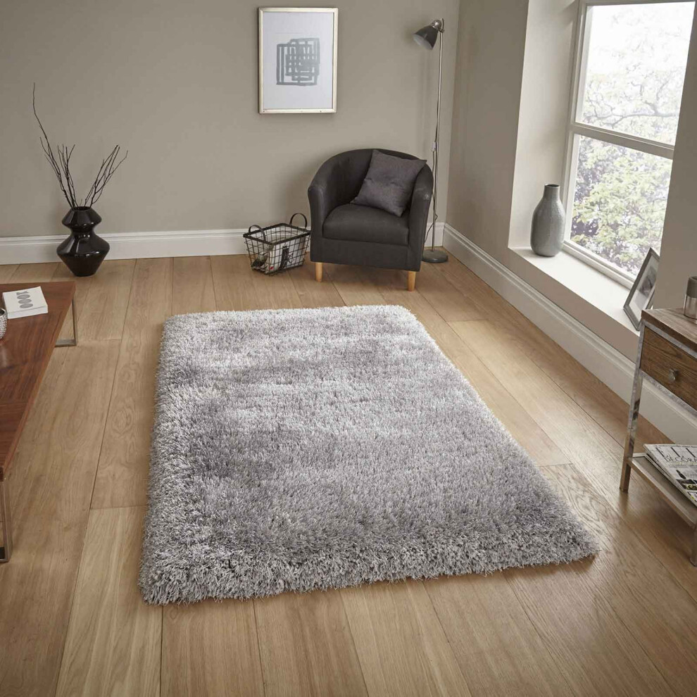 (Silver, 150 x 230 cm) 8cm Thick Fluffy Shaggy Rug Small Large Mat Shag Pile Super Soft Warm Carpet Rugs