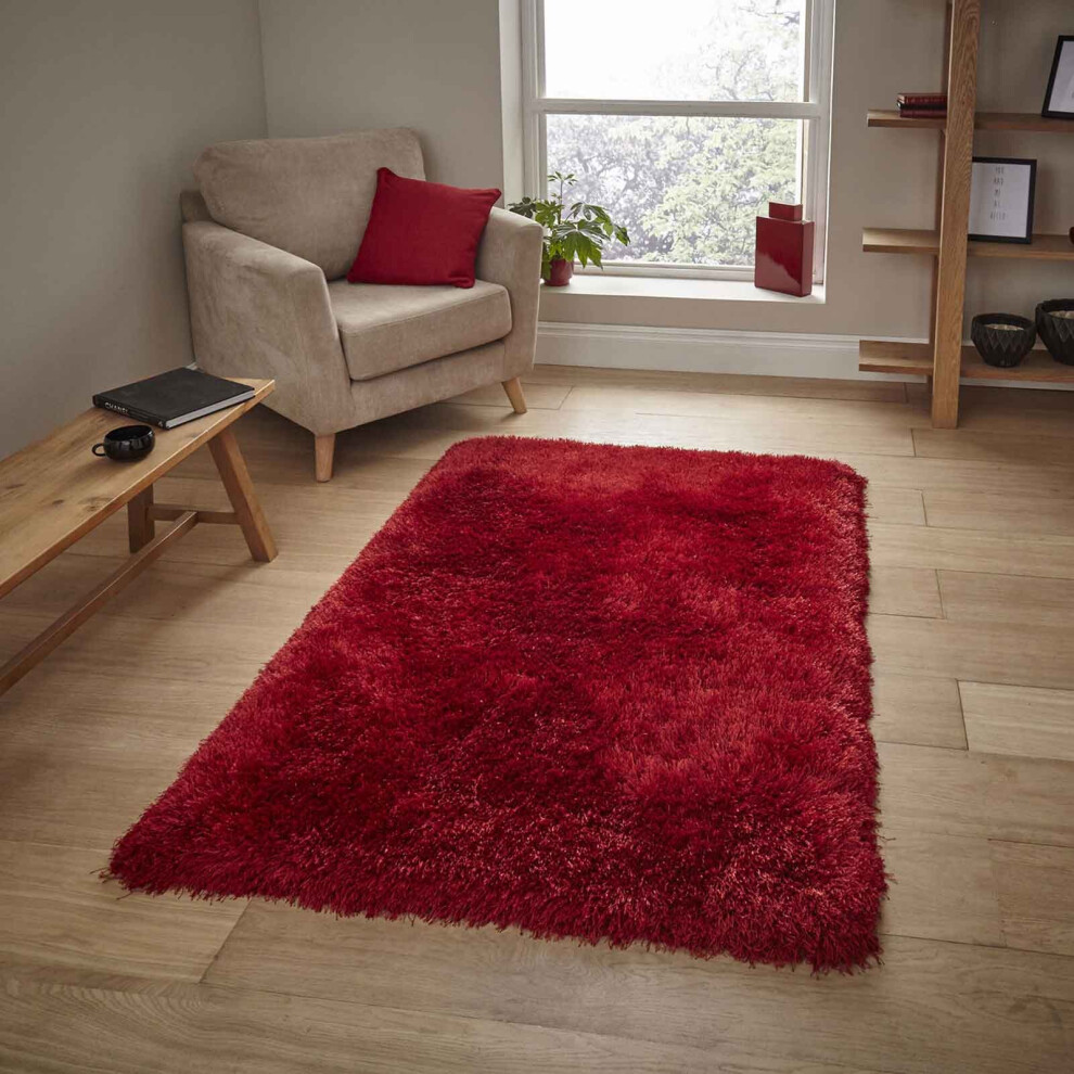 (Red, 150 x 230 cm) 8cm Thick Fluffy Shaggy Rug Small Large Mat Shag Pile Super Soft Warm Carpet Rugs