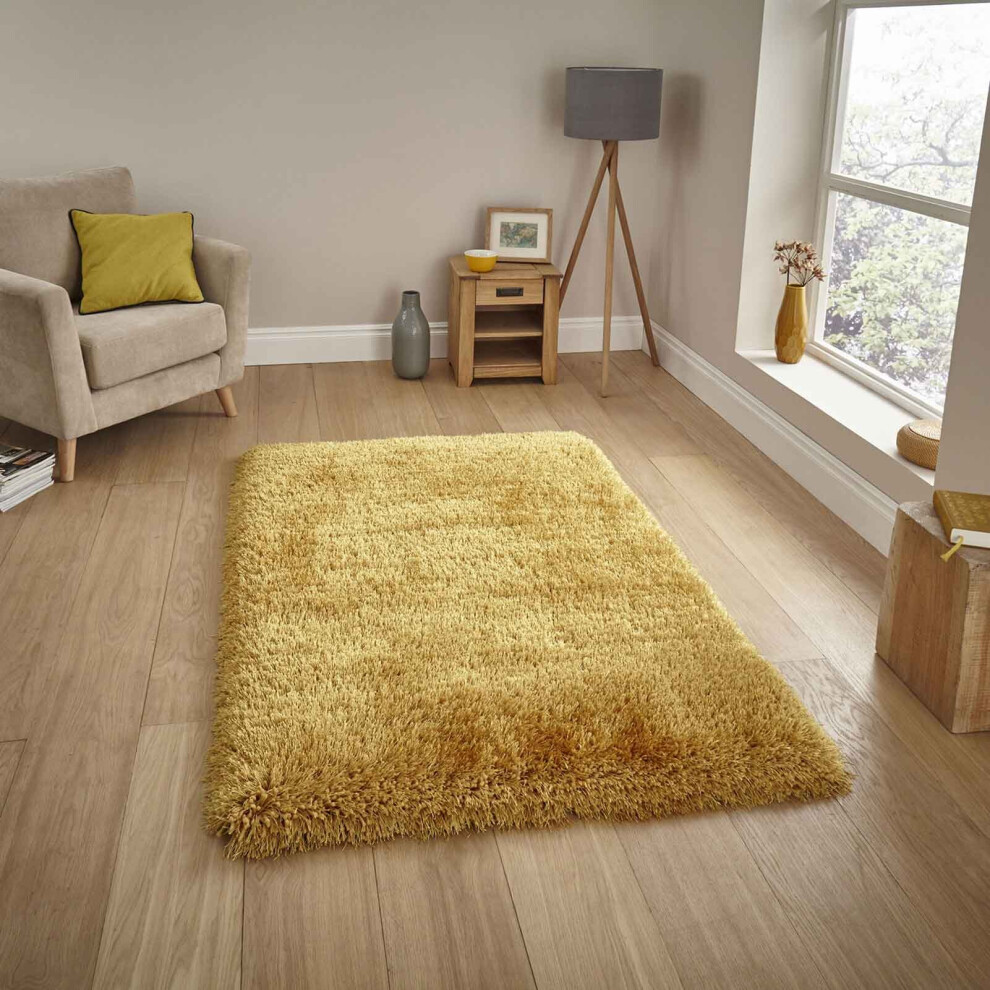 (Mustard Yellow, 60 x 120 cm) 8cm Thick Fluffy Shaggy Rug Small Large Mat Shag Pile Super Soft Warm Carpet Rugs