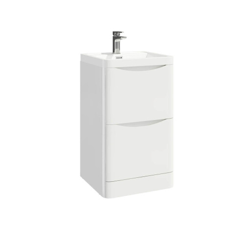 (High Gloss White) Aquariss -  Floor Standing Vanity Unit With Basin