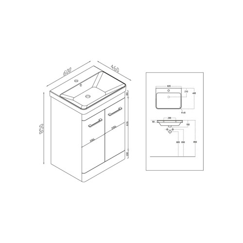 (White) Aquariss -  Freestanding Vanity Unit 2
