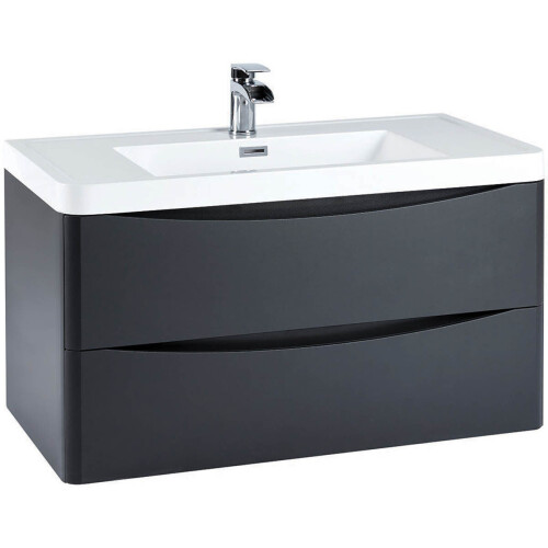 (Matt Grey) Aquariss -  Wall Mounted Vanity Unit With Basin 1