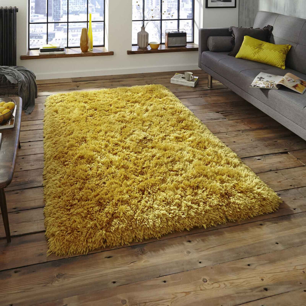 (Mustard Yellow, 150 x 230 cm) Fluffy Rugs Large SHAGGY RUG Soft 8.5 cm Thick Shag Pile Mat Small Large Microfiber Area Carpet