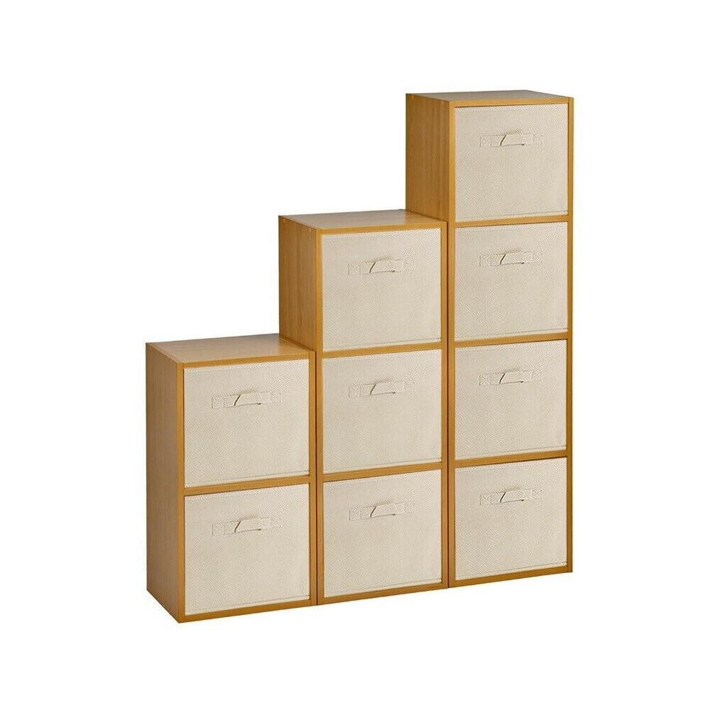 Urbn Living (Beech, Beige) 9 Cubed Wooden Storage Units Shelves + 9 Drawers Cream