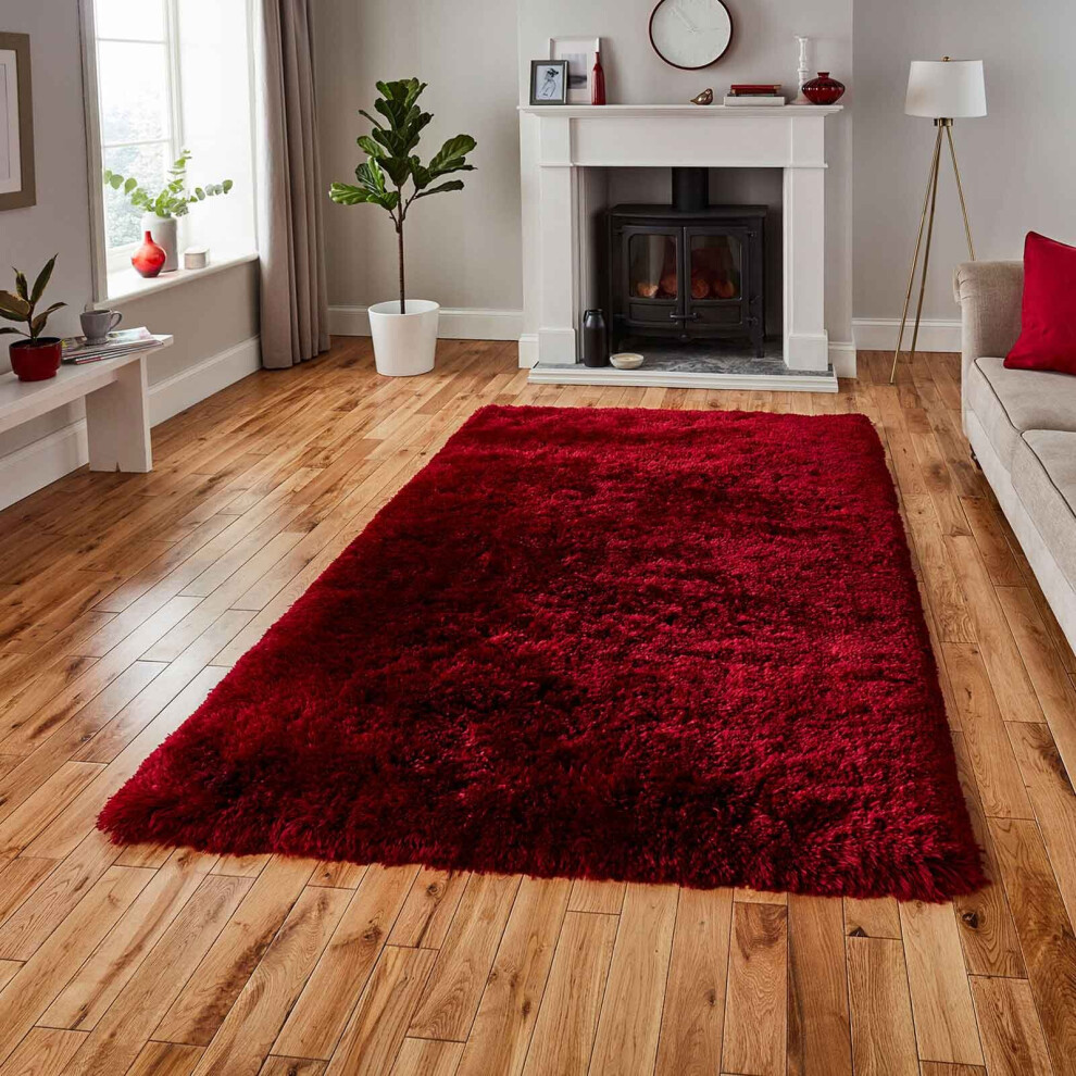 (Ruby Red, 150 x 230 cm) Fluffy Rugs Large SHAGGY RUG Soft 8.5 cm Thick Shag Pile Mat Small Large Microfiber Area Carpet