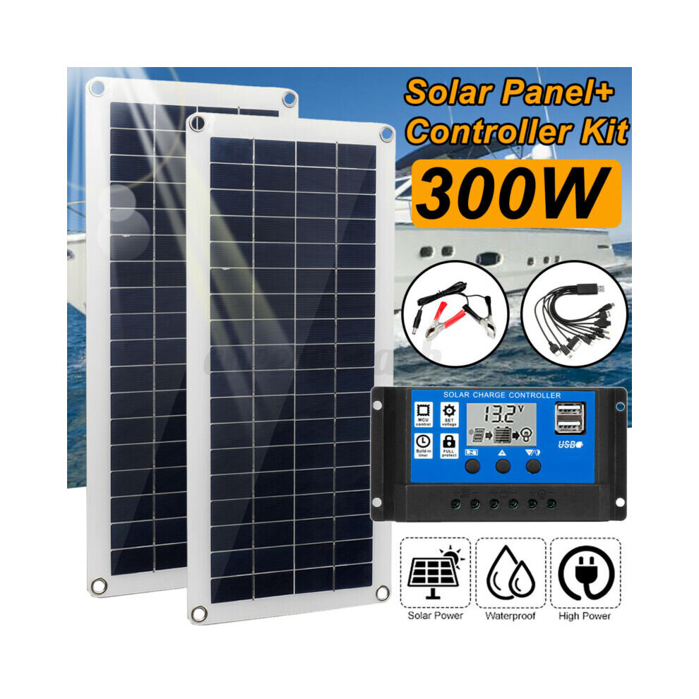 300W Solar Panel Kit 12V Battery Charger 40-100A Controller Caravan 7632472817447