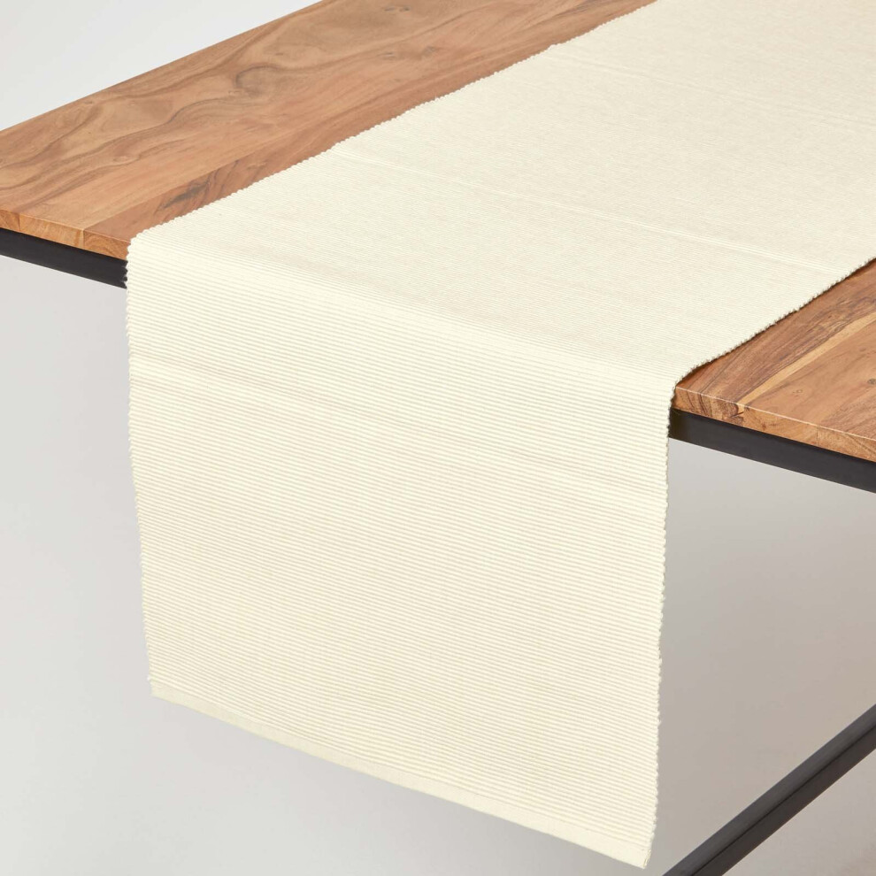 Homescapes (Cream) Cotton Plain Table Runner Cream