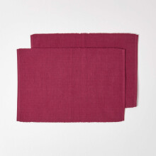 (Plum) Cotton Plain Pack of 2 Placemats
