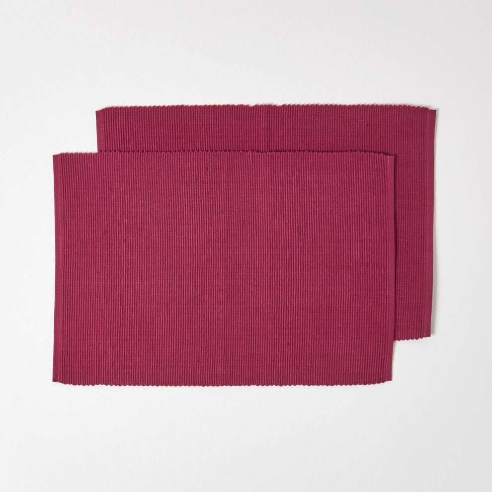 Homescapes (Plum) Cotton Plain Pack Of 2 Placemats Purple
