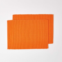(Orange) Cotton Plain Pack of 2 Placemats