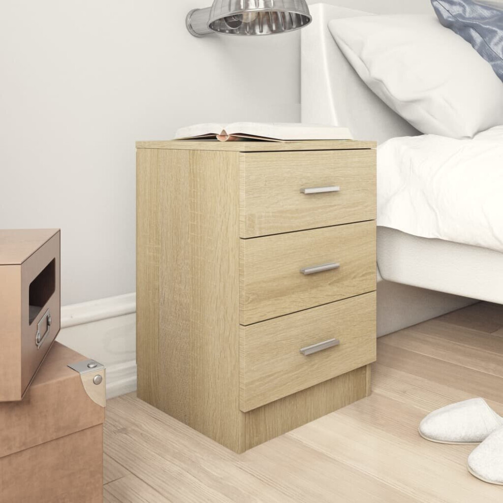 vidaXL 2x Bedside Cabinet Sonoma Oak Engineered Wood Bedroom Nightstand Table