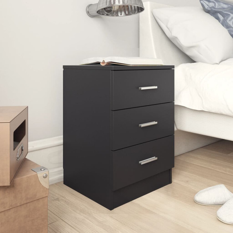 Bedside Cabinets 2 Pcs Black 38x35x56 Cm Chipboard