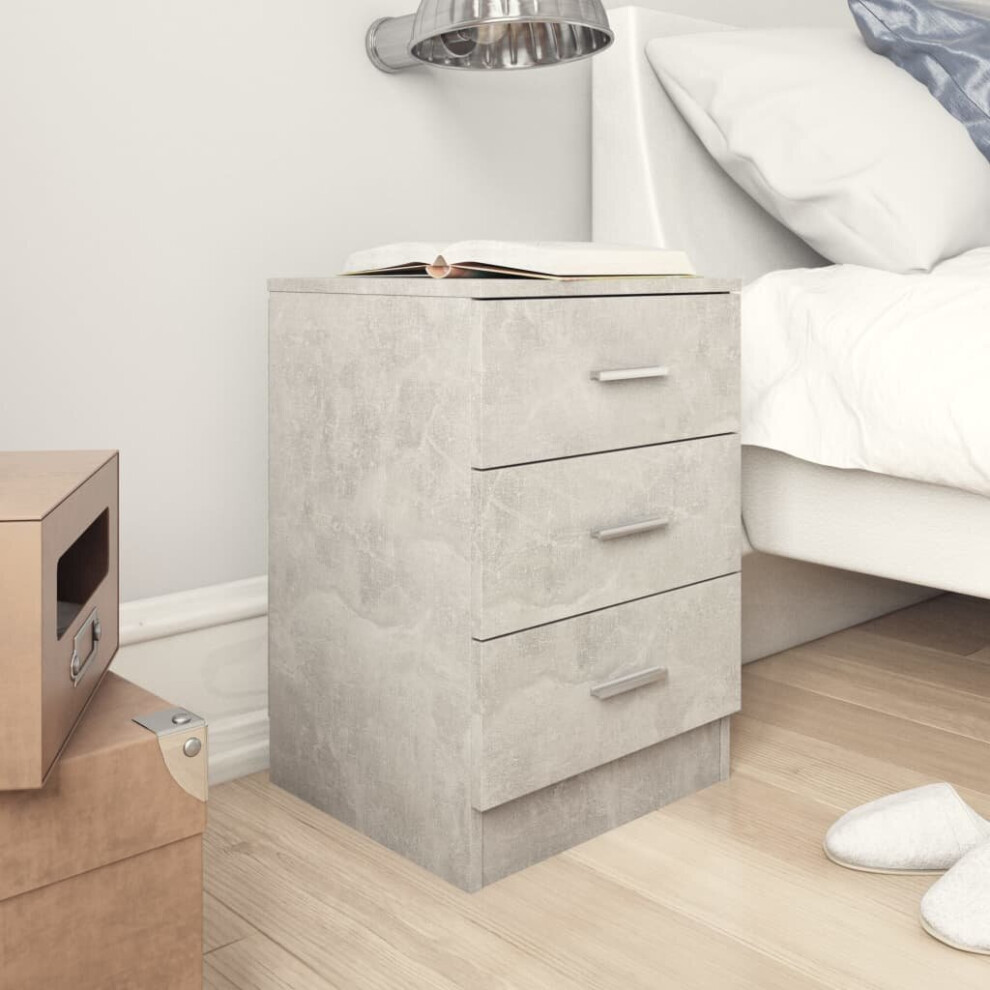 vidaXL 2x Bedside Cabinet Concrete Grey Engineered Wood Bedroom Nightstand
